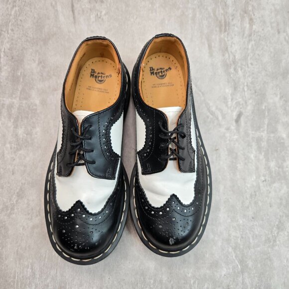 Dr. Martens Black and White Brogue Flats - Picture 2 of 10